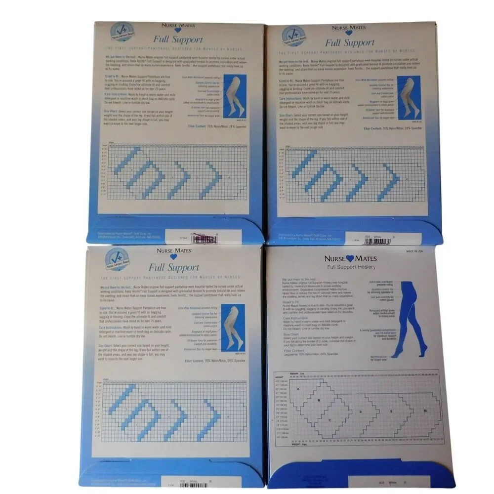 Nurse Mates Full Support Hosiery 6mmHg Compression Control Top White Sz B‎ 81500